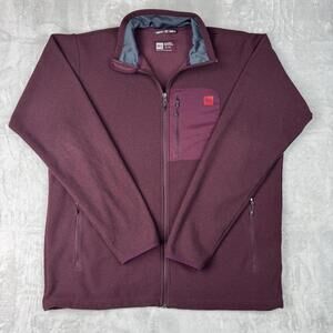 MEC Polartec Fleece Jacket Burgundy Full Zip Outdoor Layer Men Size XL Gorpcore